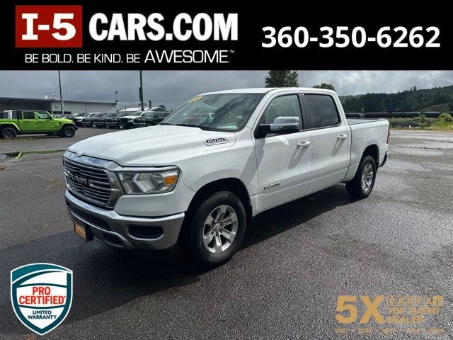 2024 RAM 1500 Laramie in Bright White Clearcoat — front three-quarter view
