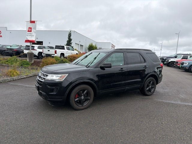 2018 Ford Explorer Base in Shadow Black — front three-quarter view
